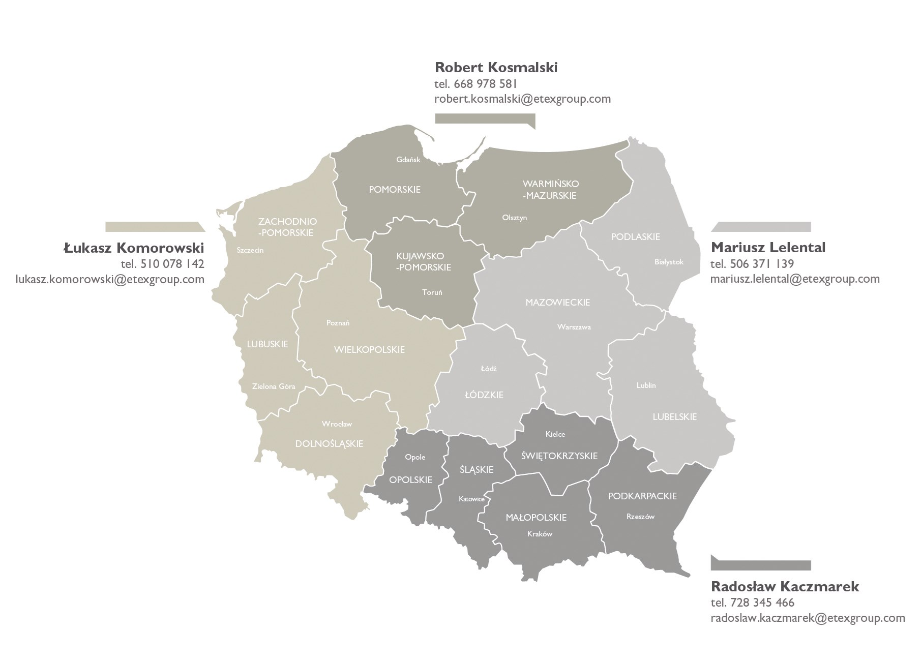 mapa - przedstawiciele EQUITONE w Polsce