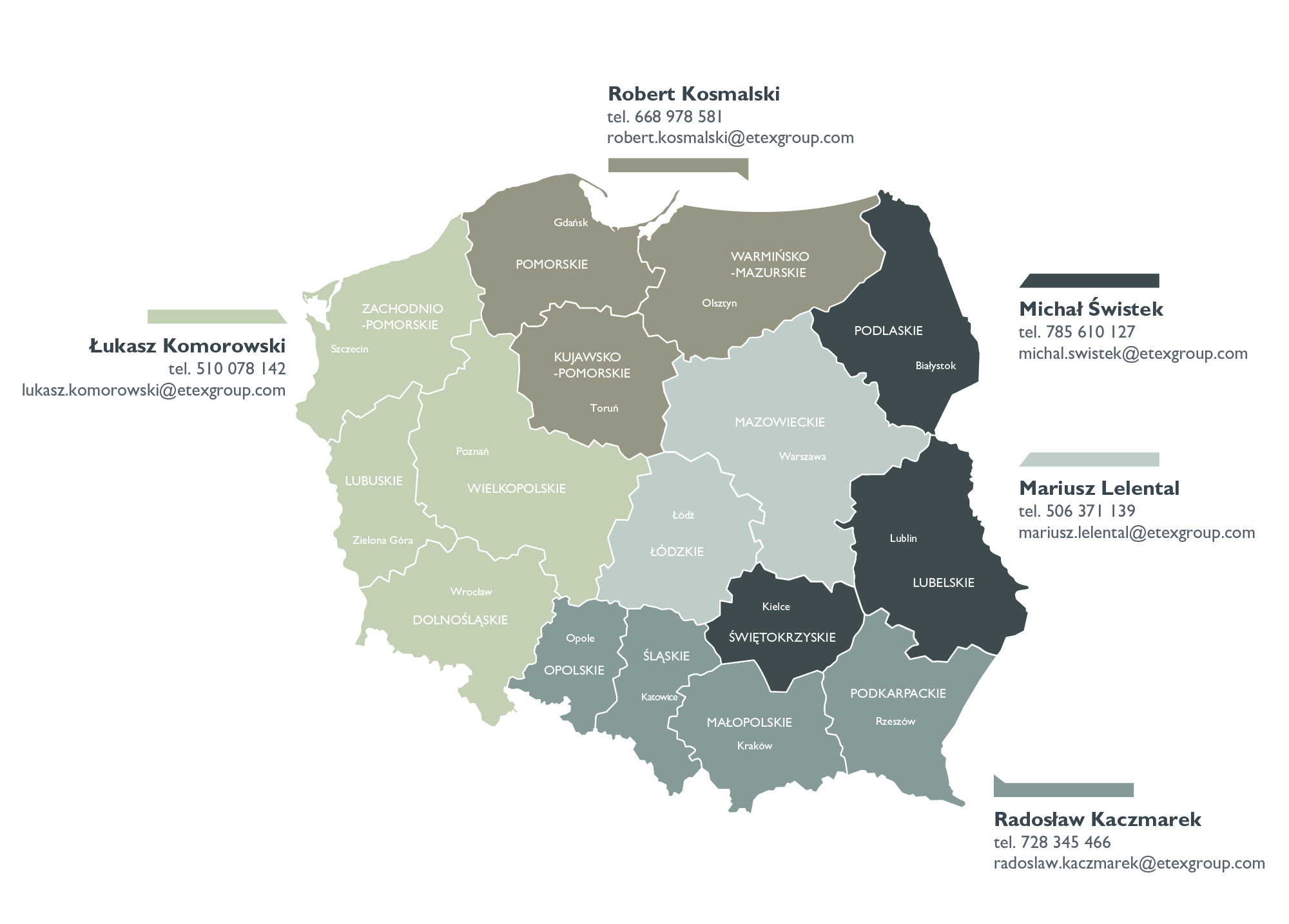 mapa przedstawicieli handlowych Equitone